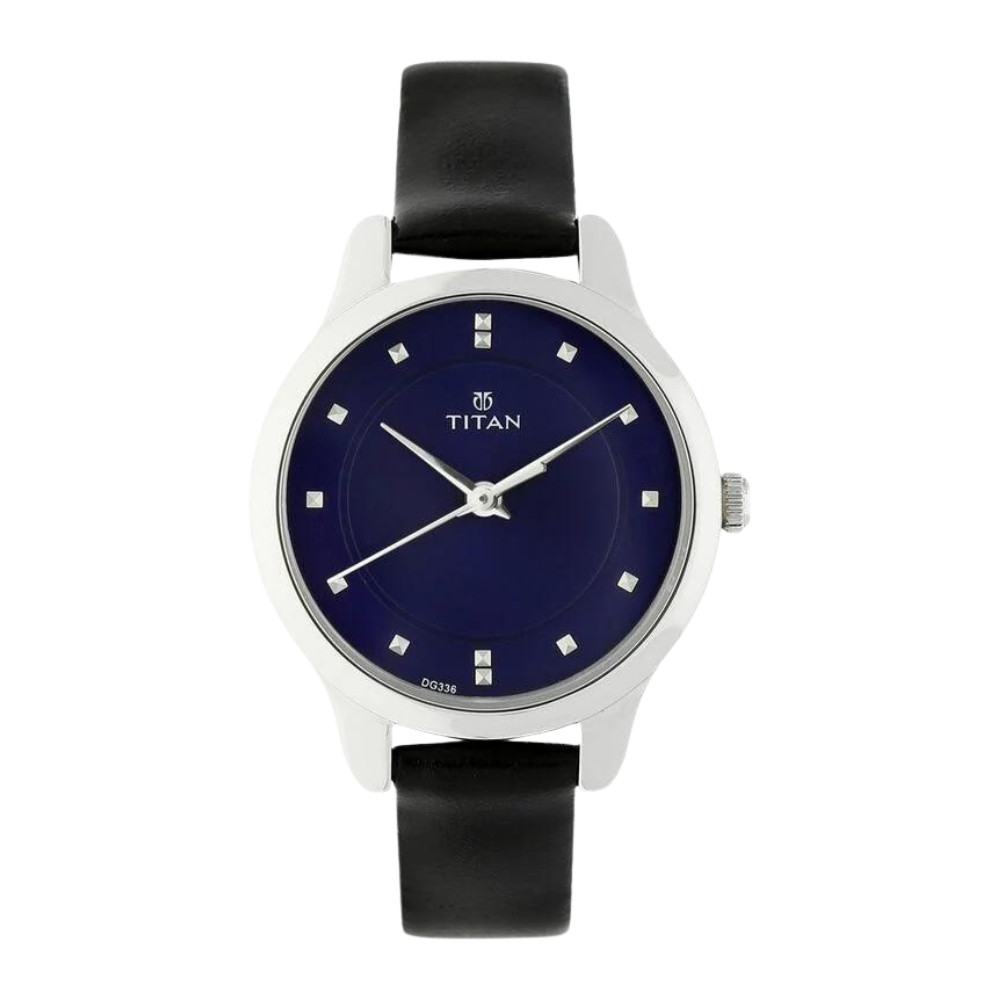Titan Workwear Blue Dial Women Watch With Leather Strap NP2481SL08