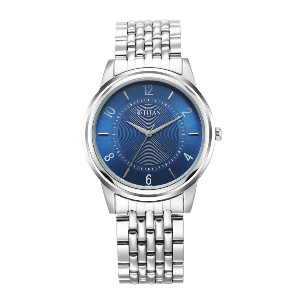 Titan Karishma Zing Quartz Analog Blue Dial Stainless Steel Strap Watch for Men 1638SM02