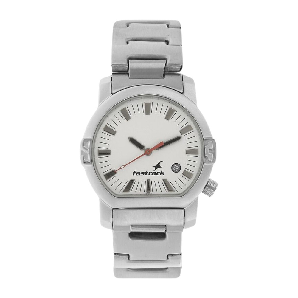 Fastrack Quartz Analog White Dial Stainless Steel Strap Watch for Guys NP1161SM03