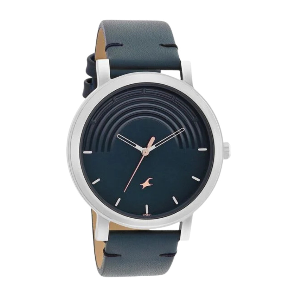 Fastrack Crush Quartz Analog Black Dial Leather Strap Watch for Guys (3299SL01)