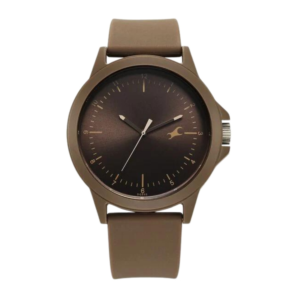 Fastrack Tees Urbanique Quartz Analog Brown Dial Silicon Strap Watch For Guys 38024PP80W